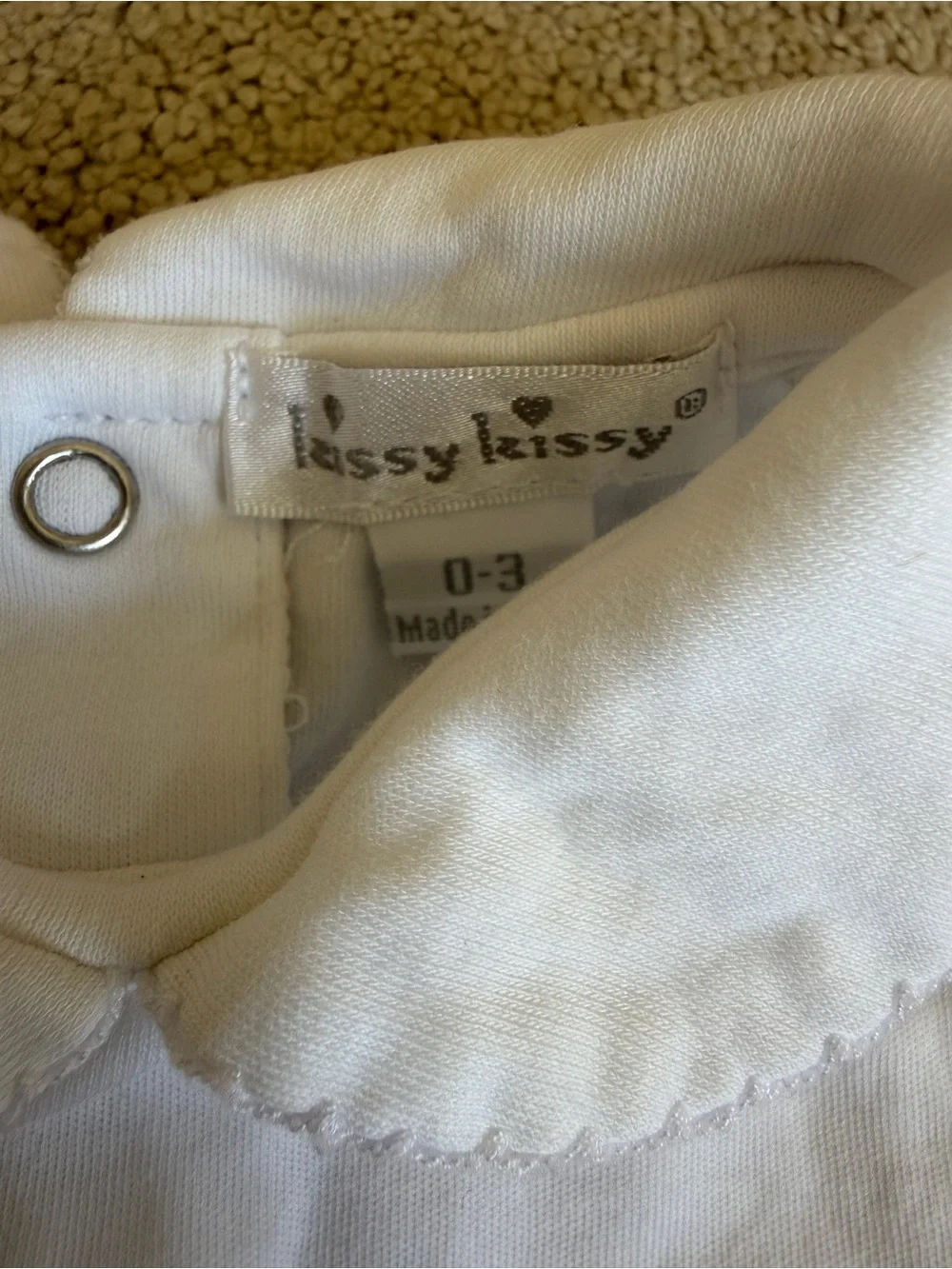 Kissy Kissy White Scalloped Peter Pan Collar Bodysuit